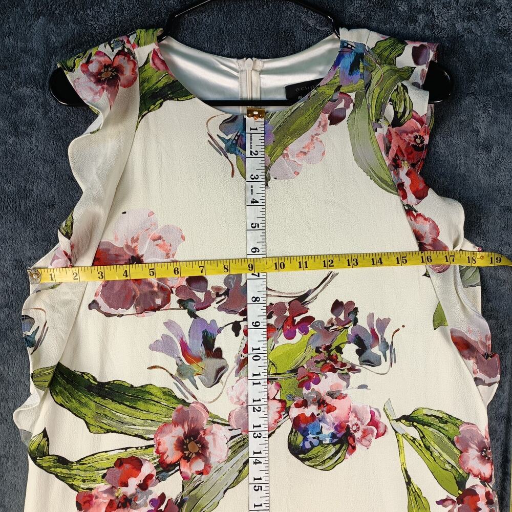 Eclipse Maxi Dress Size Medium Ivory Floral Ruffle Sleeve Sheath A Line Chiffon - Picture 4 of 7